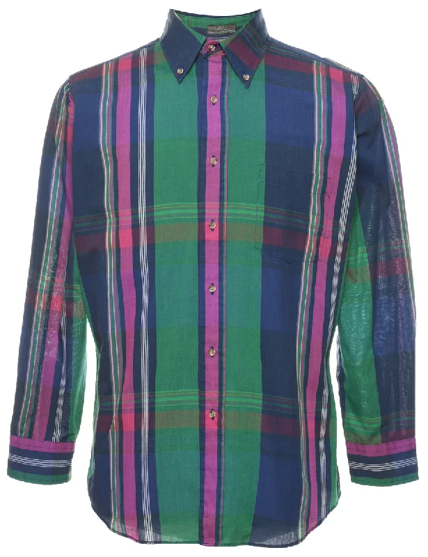 Long Sleeved Checked Shirt - M Practical Men's Quick