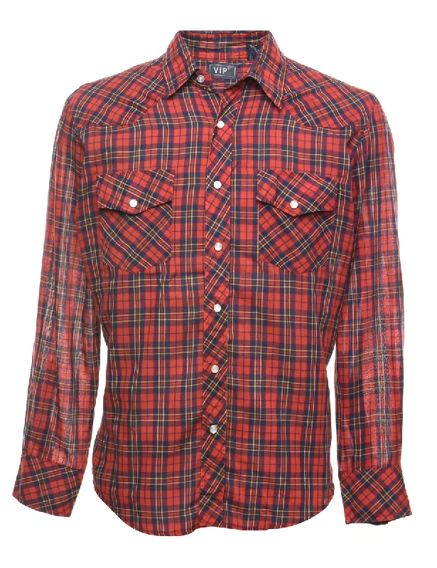 Red & Navy Classic Checked Shirt - L Sharp Men's Italian