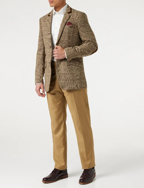 CARLO - BROWN TWEED CHECK BLAZER Stylish Men's Neon