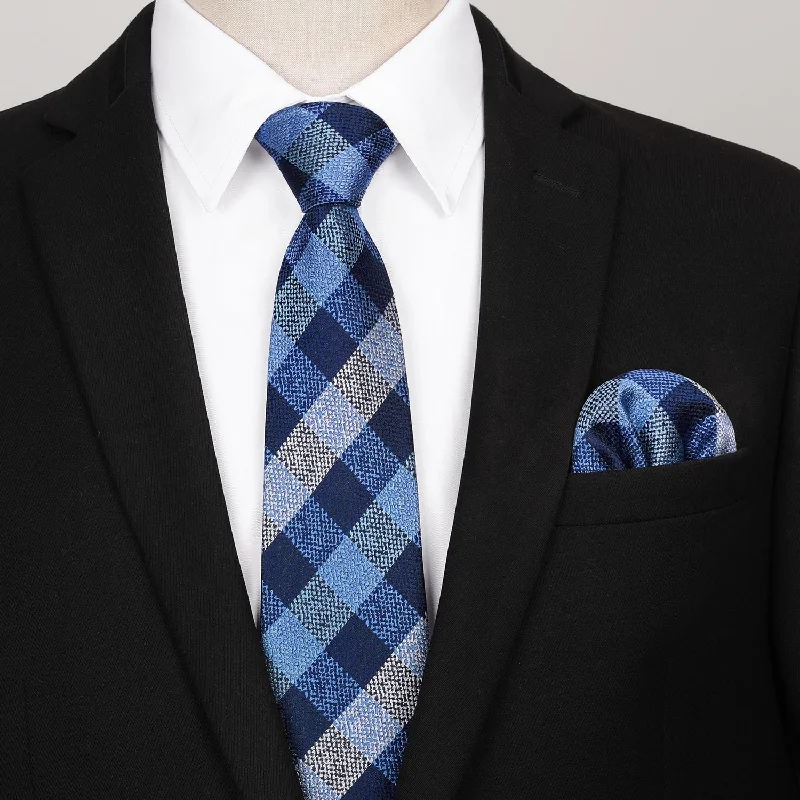 Men's Shirt with Tie Handkerchief Set - 02-WHITE/BLUE Adventure