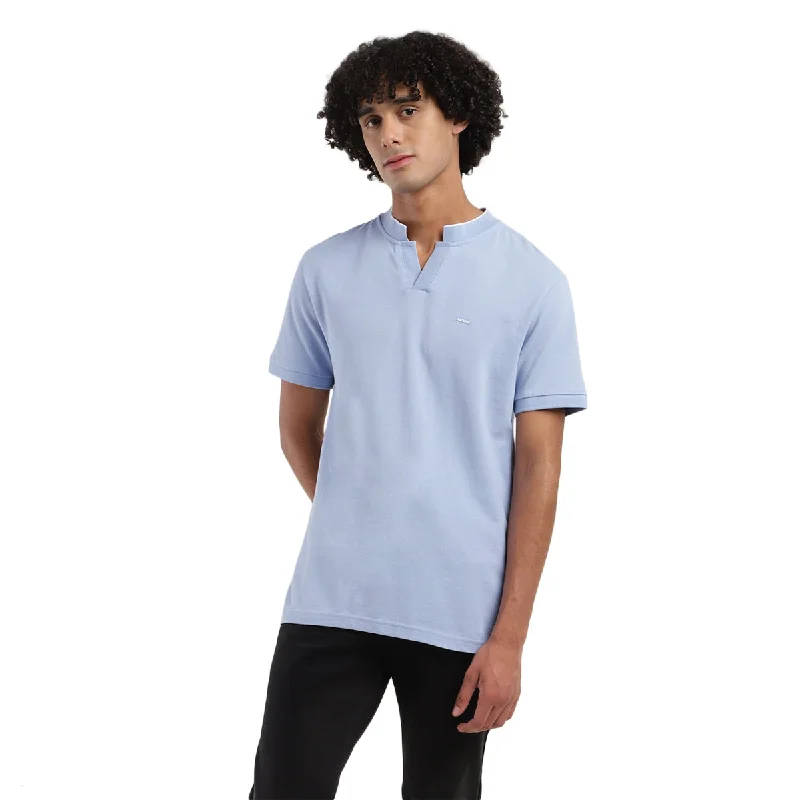 Men's Solid Slim Fit Polo T-Shirt Sophisticated Men's French