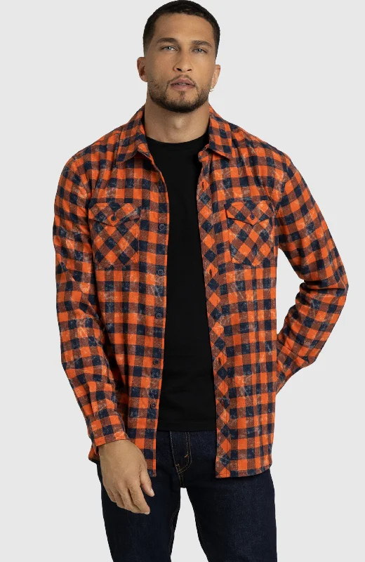 Spiced Orange Plaid Shirt Polished Men's Silk