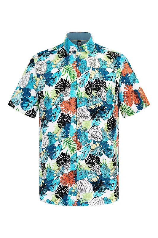 Men's Tropical Print Button Down Short Sleeve Shirts Laid