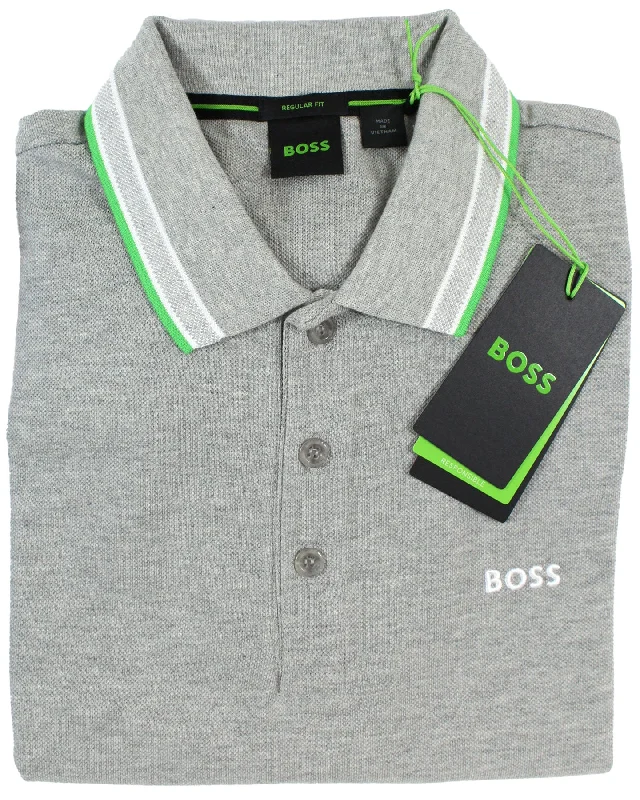 Hugo Boss Polo Shirt Regular Fit Heather Gray Men L Tailored