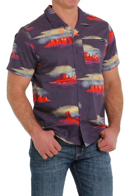 Cinch Men’s Purple Camp Shirt Trendy Men's Oversized