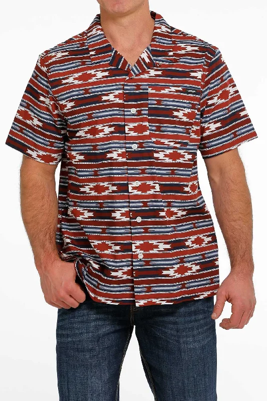 Cinch Men’s Blanket Stripe Print Camp Shirt Adventure