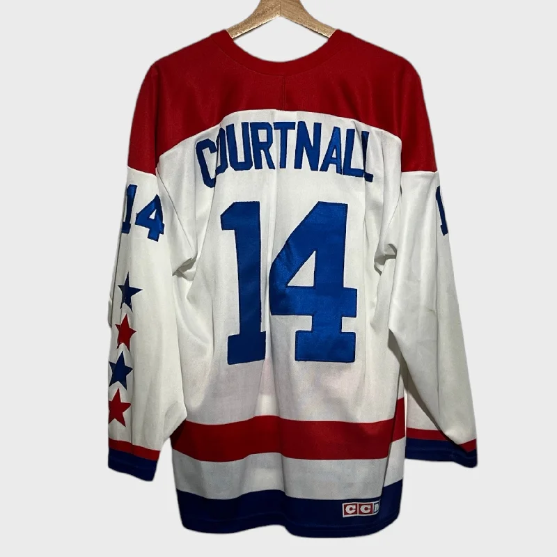 Vintage Geoff Courtnall Washington Capitals Autographed Jersey L Edgy Men's Punk