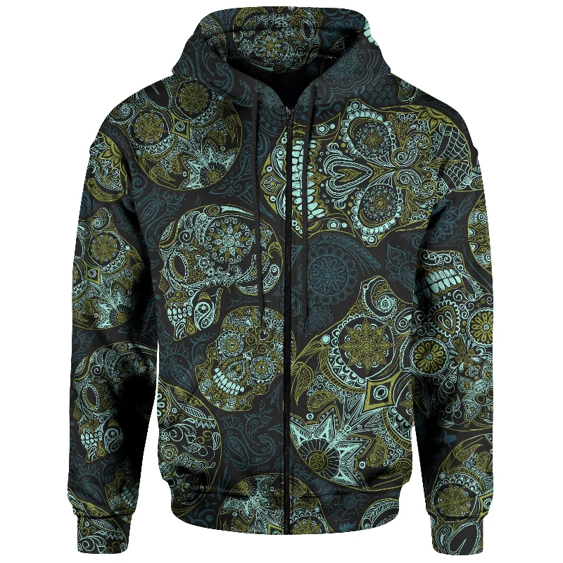 Day of the Dead Zip Hoodie Athletic Men's Compression