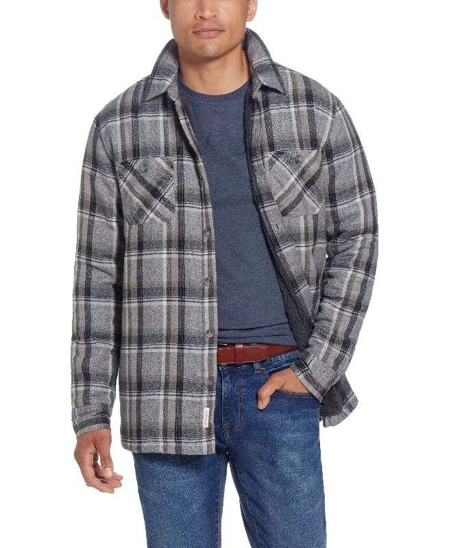 Sherpa Lined Flannel Shirt Jacket In Twine Stylish Men's Neon