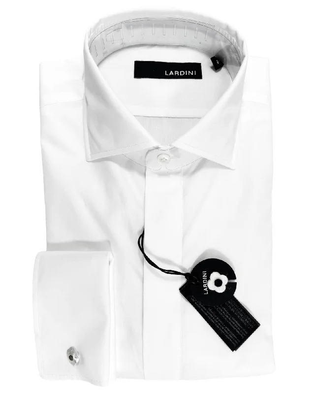 Lardini Tuxedo Shirt White French Cuffs 40 - 15 3/4 Sharp Men's Italian