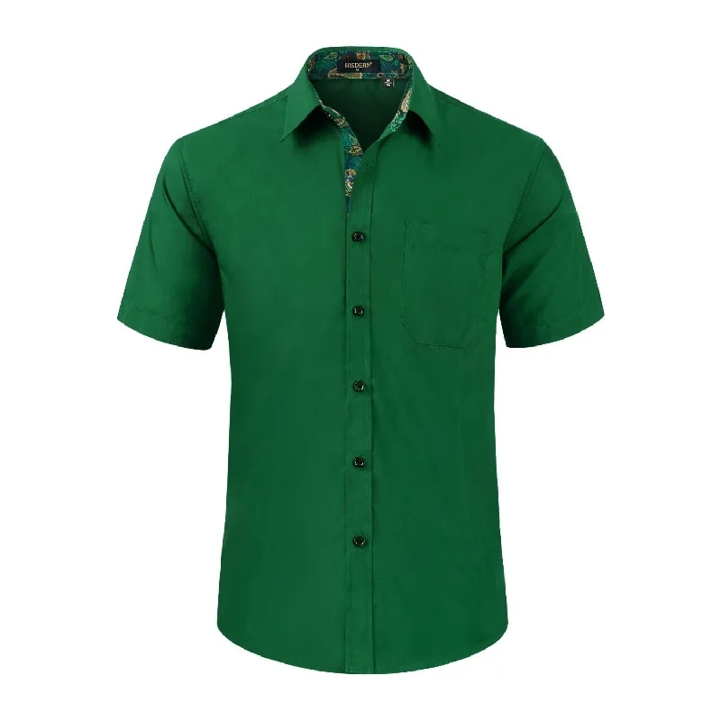 Men's Short Sleeve Shirt with Pocket - A1-GREEN1 Dapper Men's Bow