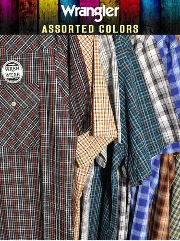 Wrangler Assorted  Western Short Sleeve Big & Tall Plaid Shirt Trendy Men's Oversized