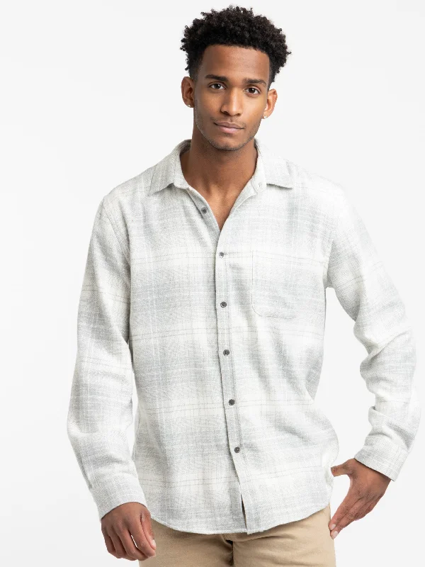 Grey Check Fabri Shirt Traditional Men's Wool