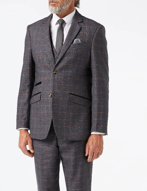 ROGER - GREY CHECK JACKET & WAISTCOAT Streetwear Style