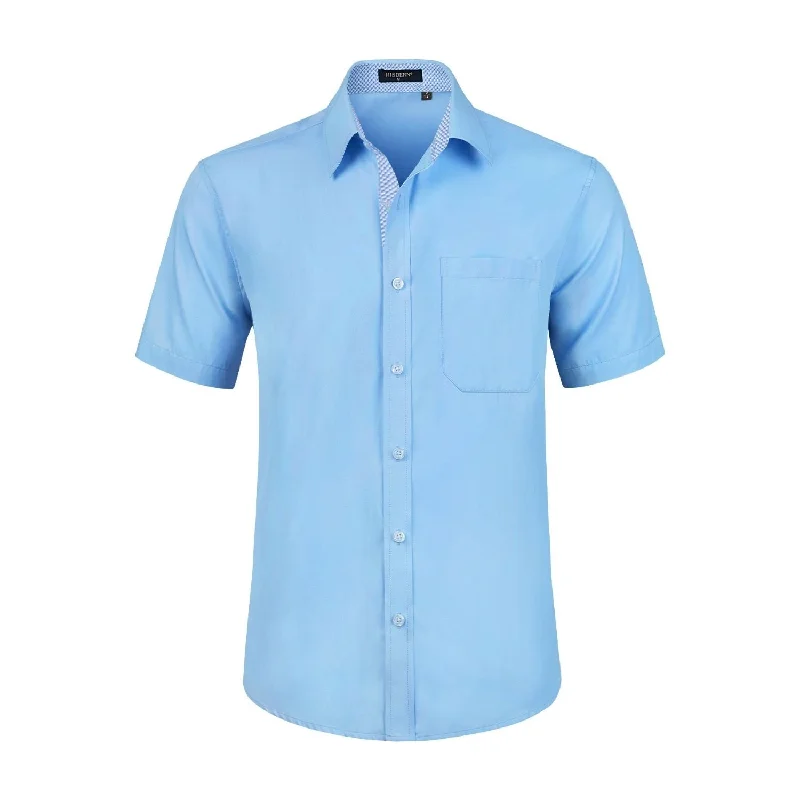 Men's Short Sleeve Shirt with Pocket - A1-BLUE2 Tough Men's Tactical