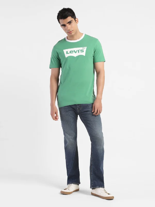 Men's Green Brand Logo T-Shirt Hip Men's Urban