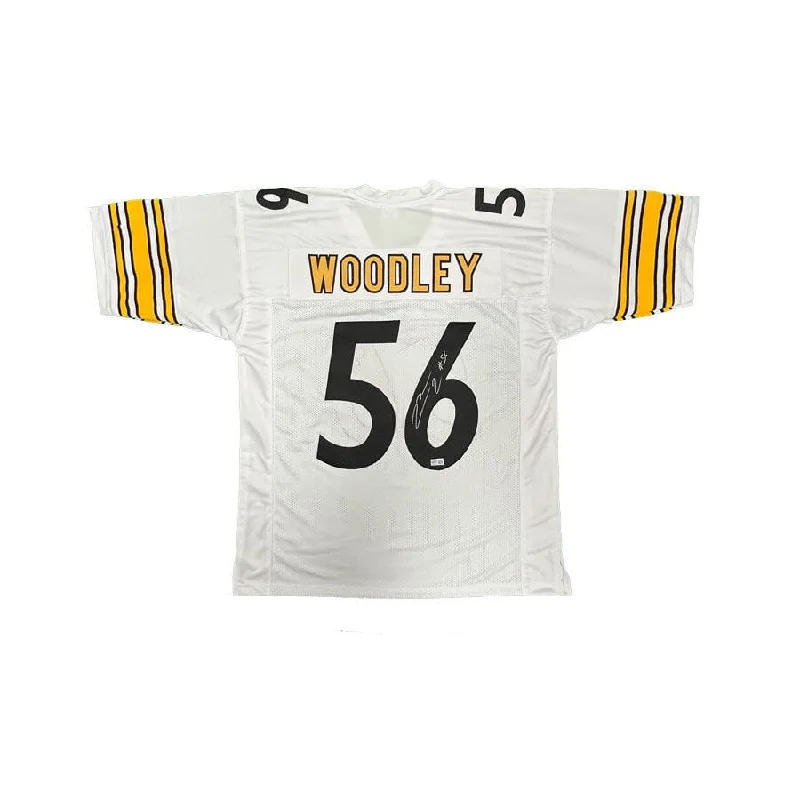 LaMarr Woodley Signed Custom White Away Football Jersey Confident Men's High