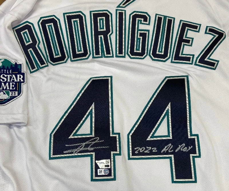 Julio Rodriguez Autographed "22 AL ROY" Mariners White Nike Authentic Jersey Dynamic Men's Glow