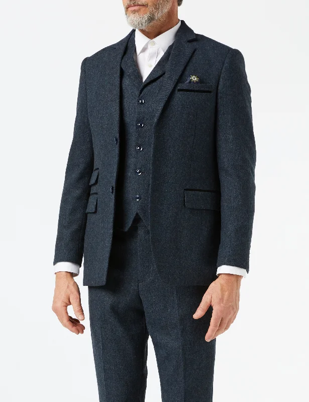 CALVIN - BLUE TWEED JACKET & WAISTCOAT Monochromatic All