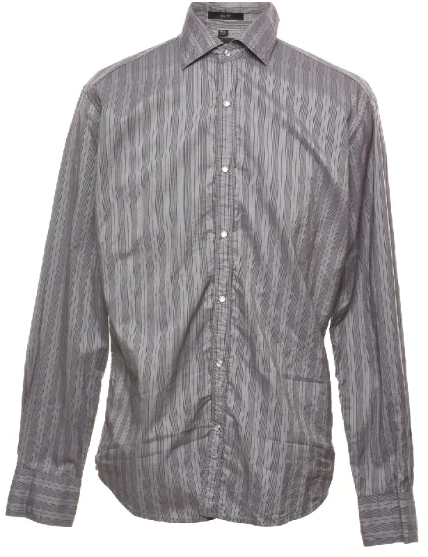 Van Heusen Grey Classic Western Shirt - L Relaxed Men's Beach