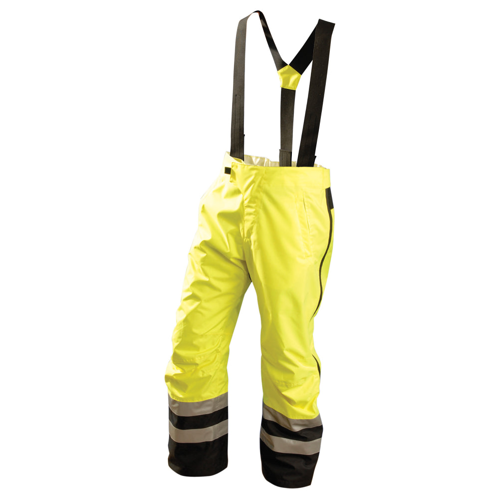 OccuNomix Speed Collection Workwear Premium Breathable Rain Bib Pants - Yellow / Lime - Class E - SP-BRP Masculine Men's Thick