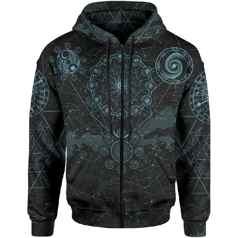 Sky Signs Zip Hoodie Trendy Men's Scandinavian