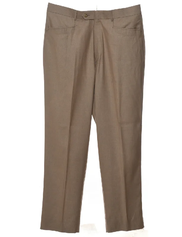 Classic Light Brown Trousers - W36 L32 Earthy Men's Sustainable 