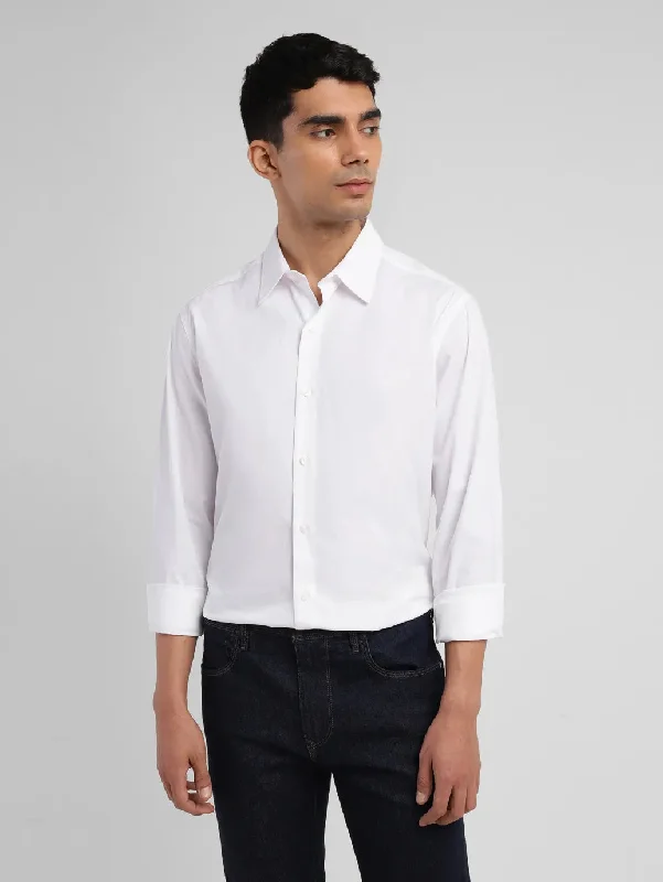 Men's Solid Slim Fit Shirt Modern Men's Tech