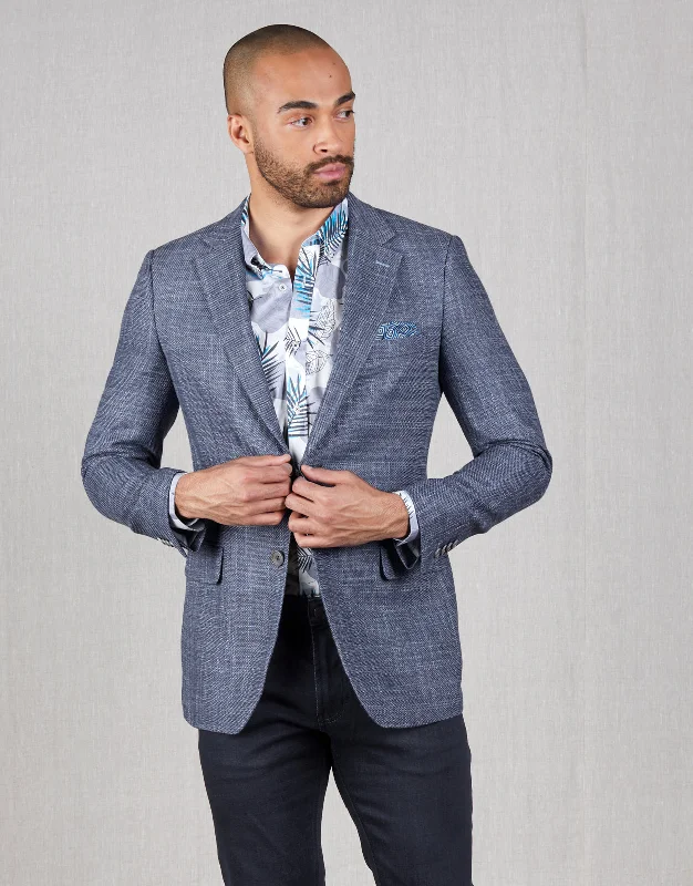 Hawker Blue Textured Blazer Casual Men's Japanese 