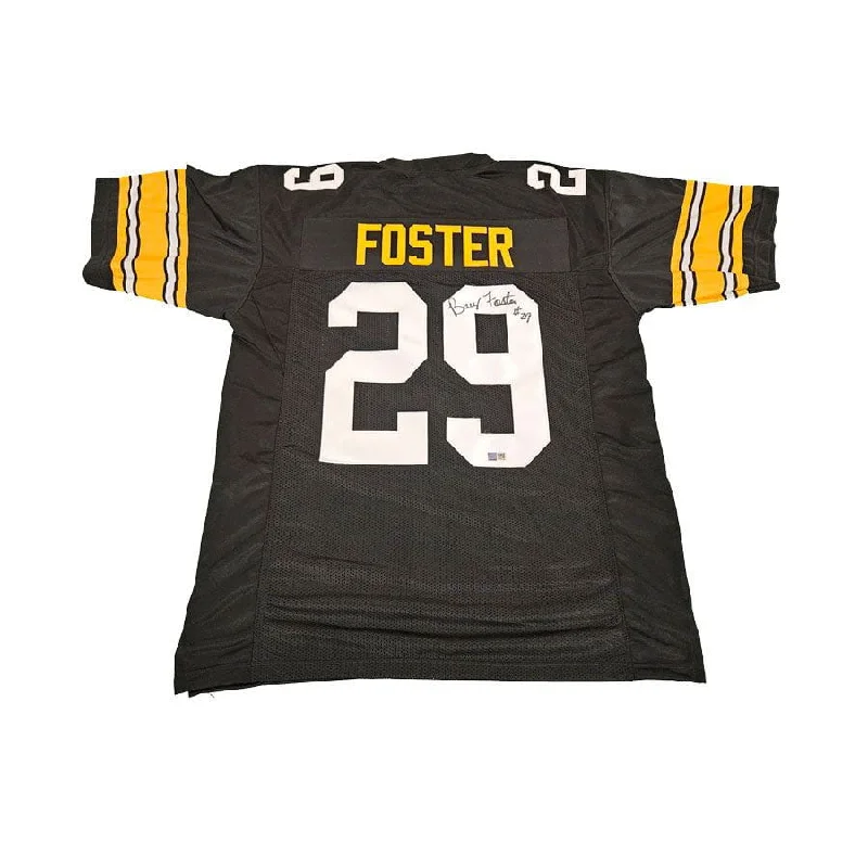 Barry Foster Signed Custom Black Football Jersey Monochromatic All