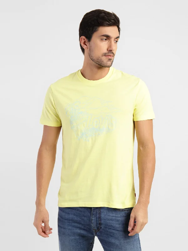 Men's Graphic Print Slim Fit T-shirt Yellow Confident Men's High