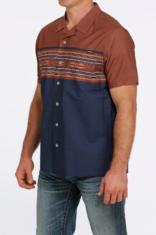 Cinch Blue & Brown Aztec Print Shirt Sharp Men's Italian