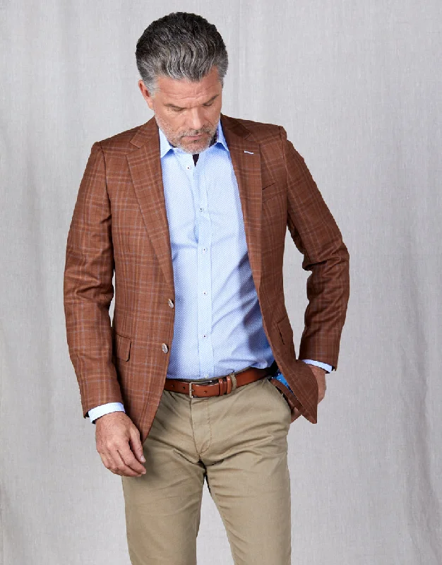 Hawker Orange Check Blazer Minimalist Men's Casual 