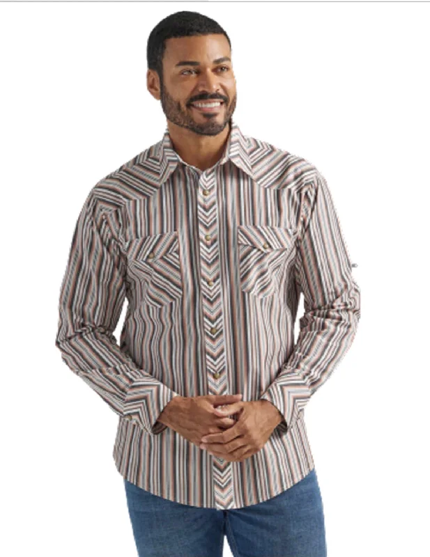 Wrangler Men's Silver Edition Copper Stripe Shirt Sporty Men's Athleisure 