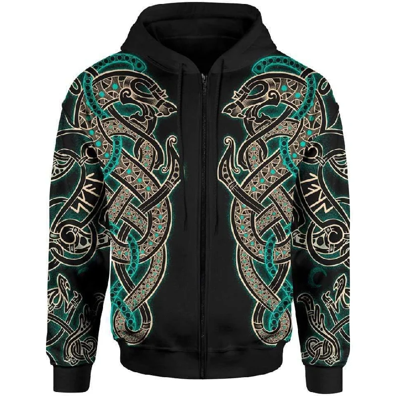 Odin Mask Zip Hoodie Traditional Men's Country