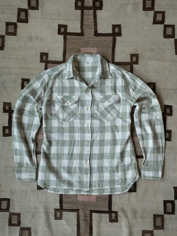 Washed Flannel Workshirt - Sage/Cream Buffalo Plaid Laid