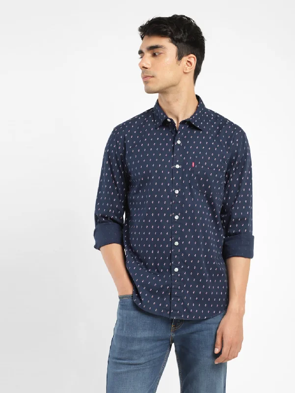 Men's Printed Slim Fit Shirt Laid