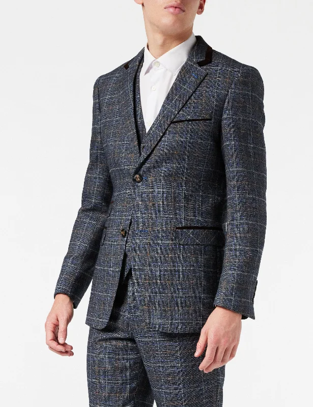 HUGO - GREY TWEED CHECK JACKET & WAISTCOAT Polished Men's Satin