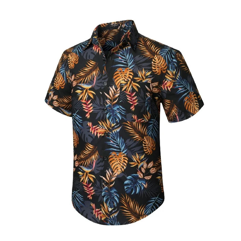 Funky Hawaiian Shirts with Pocket - A6-BLACK ORANGE Dynamic Men's Moto