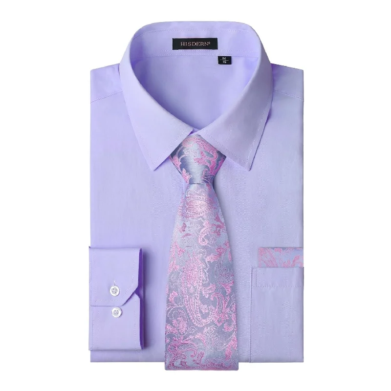 Men's Shirt with Tie Handkerchief Set - PURPLE Tough Men's Tactical