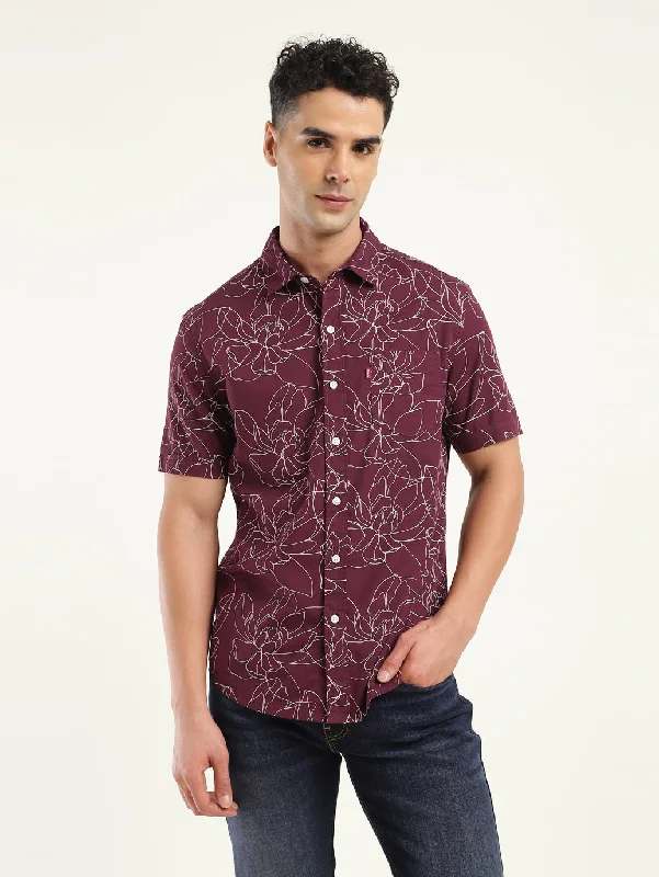 Men's All Over Printed Slim Fit Shirt Cool Men's Distressed