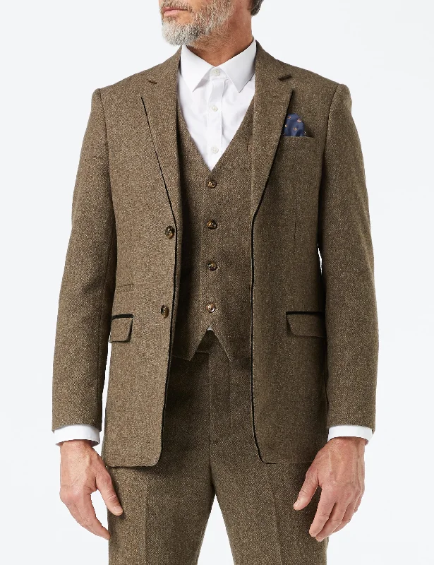 TWEED TAN TAILORED JACKET Street