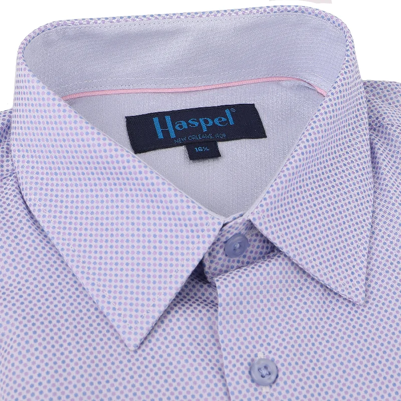 Lavender Dot Print Tailored Fit Dress Shirt Elegant Men's Cashmere