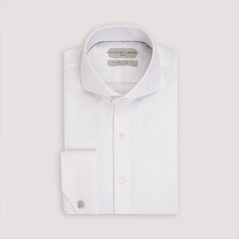 The Augustus Dress Shirt | Cutaway Collar | Angled French Cuff | 100% Cotton | White Stylish Men's Neon