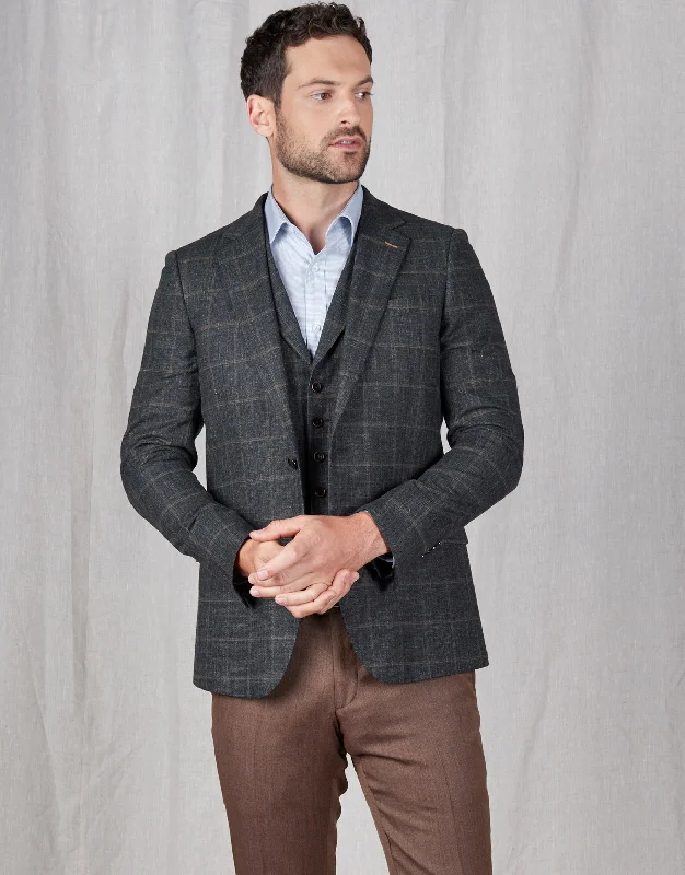 Hawker Green & Brown Check Blazer Practical Men's Multi