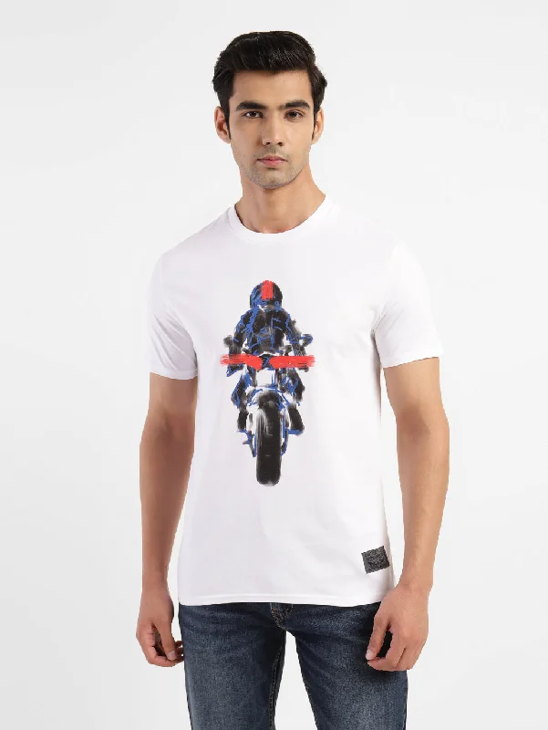 Men's Graphic Print Regular Fit T-shirt Polished Men's Silk