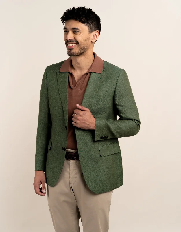 Hawker Forest Green Linen Blazer Street