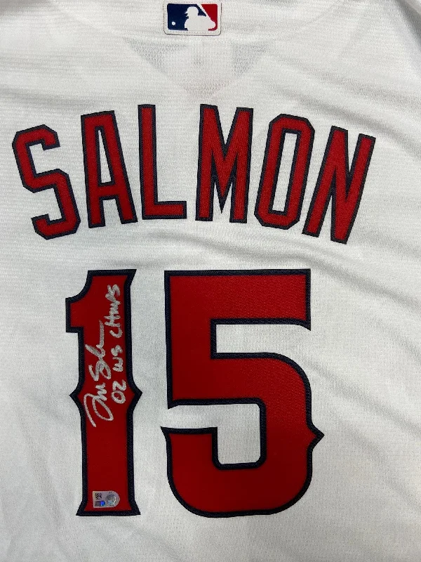 Tim Salmon Autographed "02 WS Champs" Angels Replica Jersey Rugged Men's Outdoor 