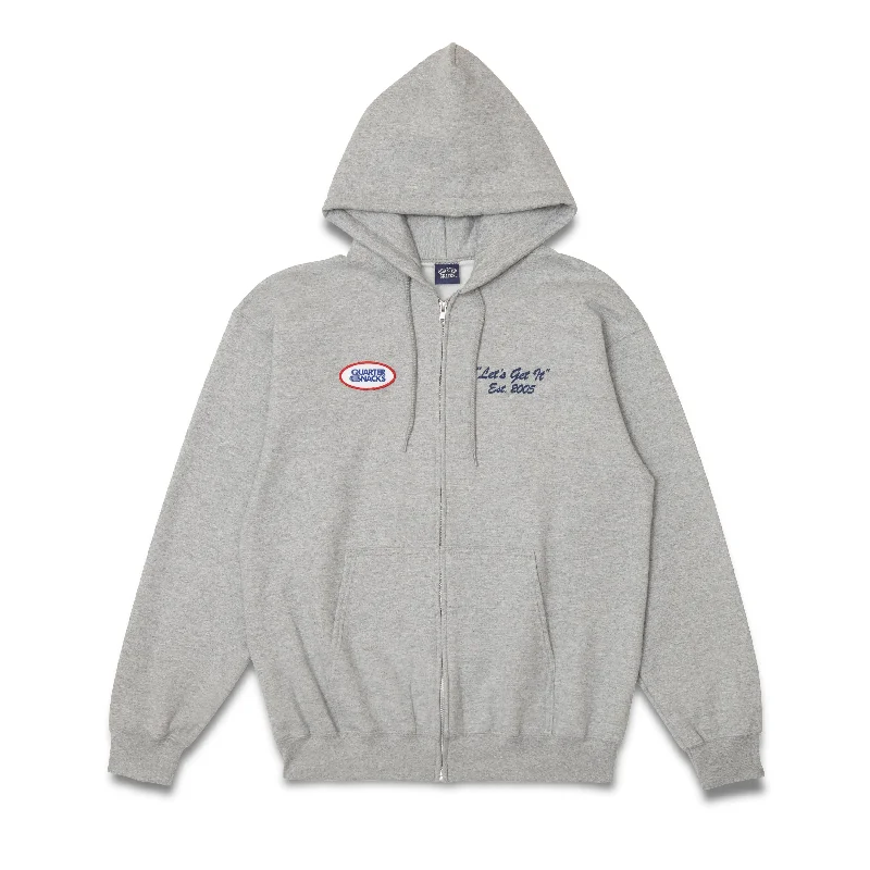 Quartersnacks Let's Get It Zip Hoodie Heather Grey Rugged Men's Outdoor 