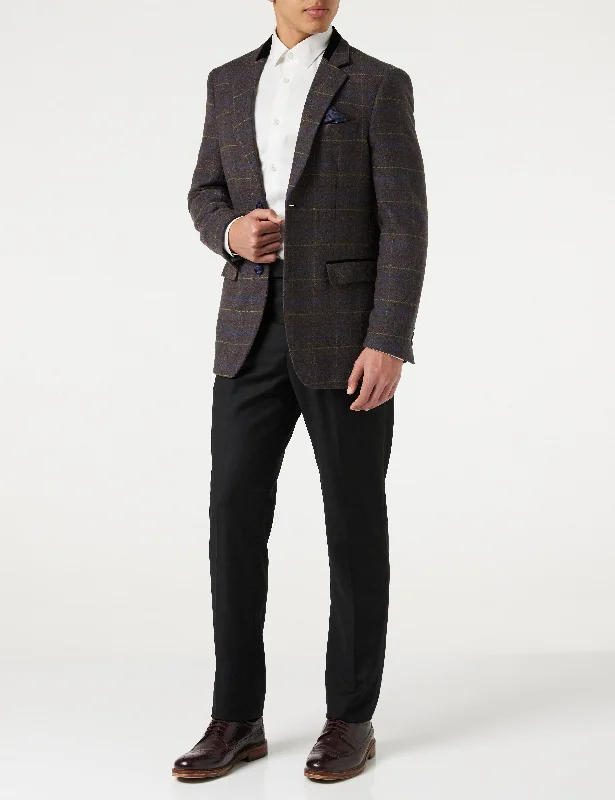 MADISON - BROWN TWEED CHECK PLAIN BLAZER Dapper Men's Bow